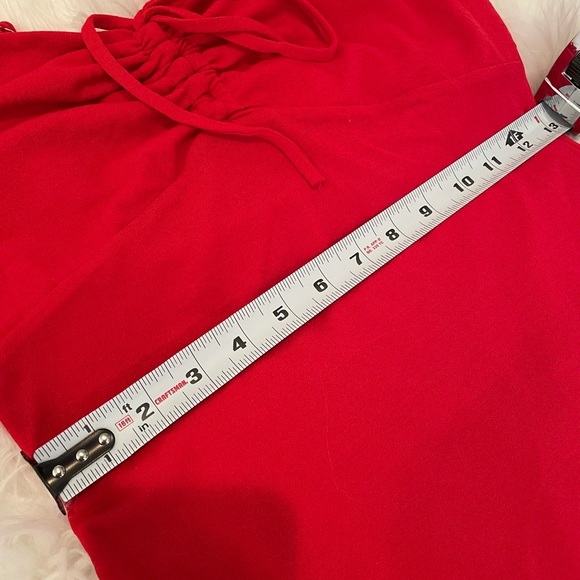 NWT (L) Tiger mist red ruched bodysuit adjustable straps tie front halatian - Picture 5 of 12